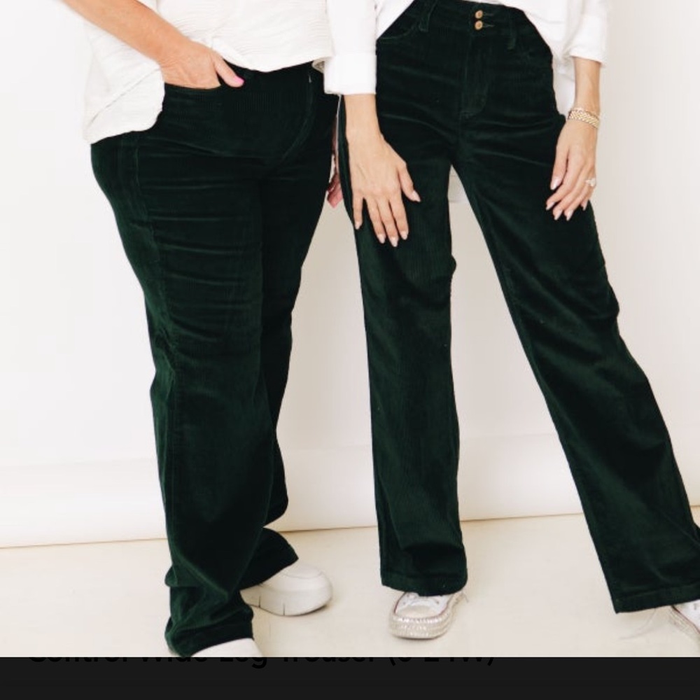 Judy Blue - Emerald Gemstone Corduroy Tummy
Control Wide Leg Trouser - Size 13